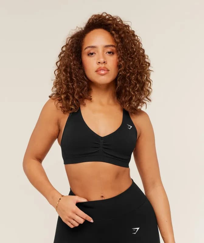Gymshark Lift Seamless Sports Bra - Black/Black Marl