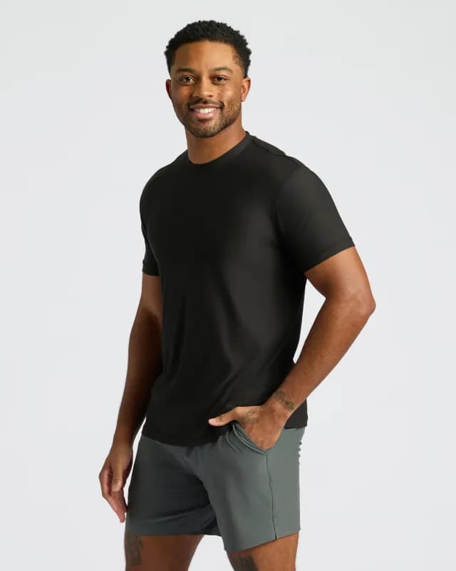 Black Active Crew Neck Tee