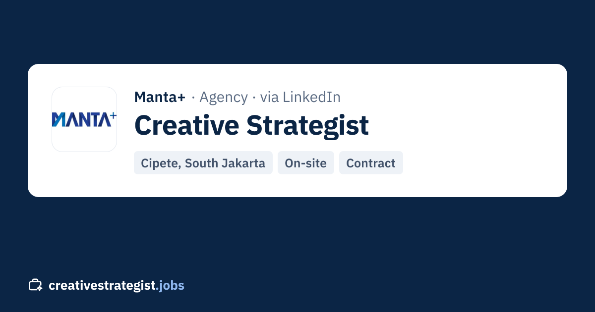 Creative Strategist · Manta on LinkedIn (Cipete, South Jakarta ...