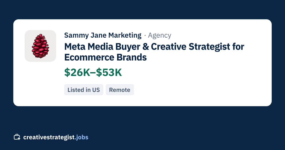 Meta Media Buyer & Creative Strategist for Ecommerce Brands at Sammy ...